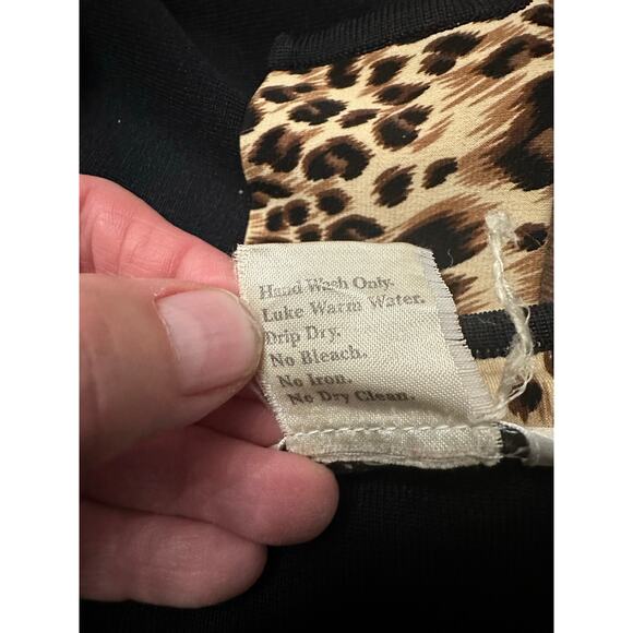 Exclusively Misook Animal Print Trim Long Cardigan Knit Sweater Black Brown L - Picture 11 of 11